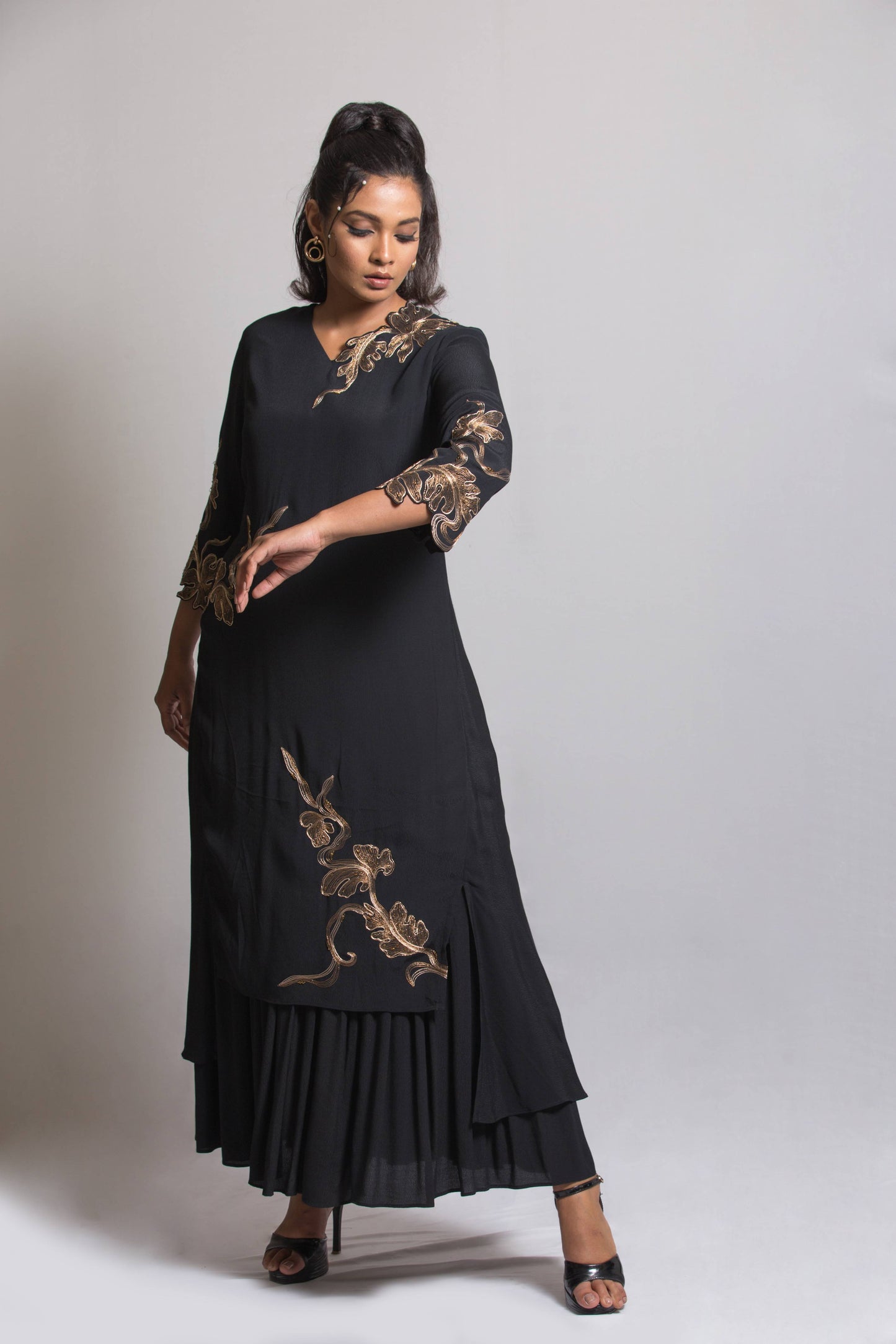 Golden Fern Drape Dress