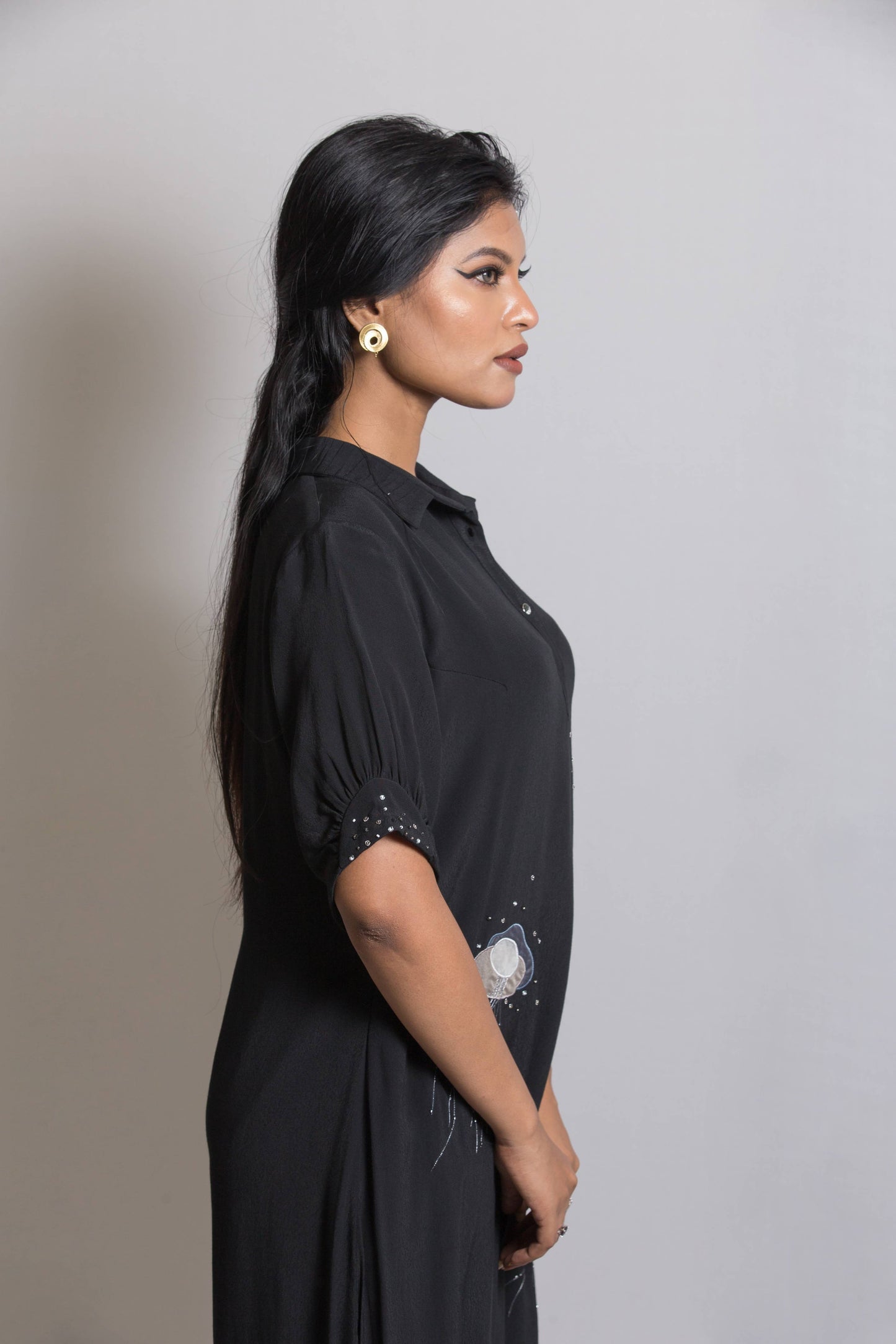 Jelly Fish Embroidered High Low Dress