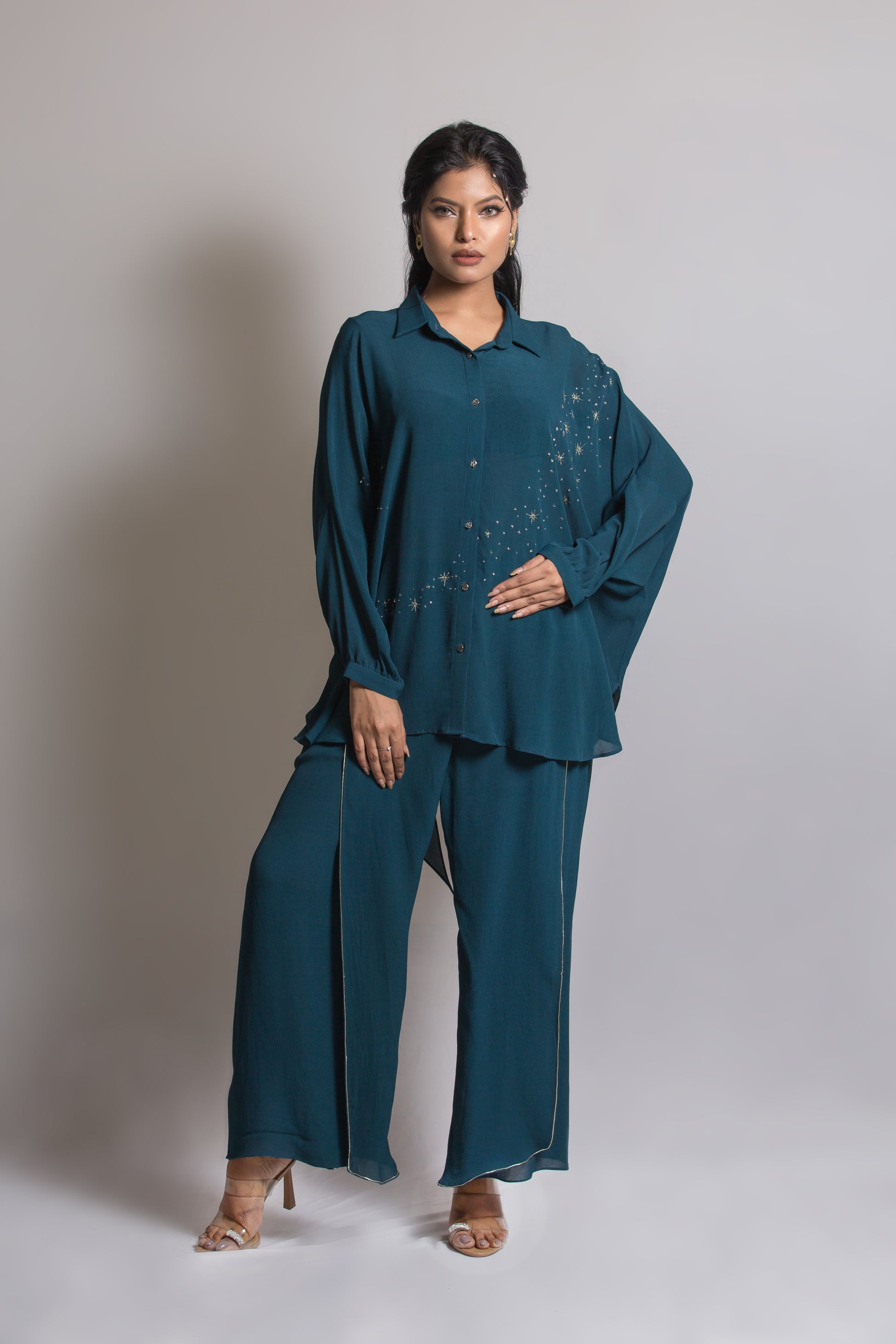 Starry Night Cord Set with Stitched Flap Pant - Arimi - House Of Design