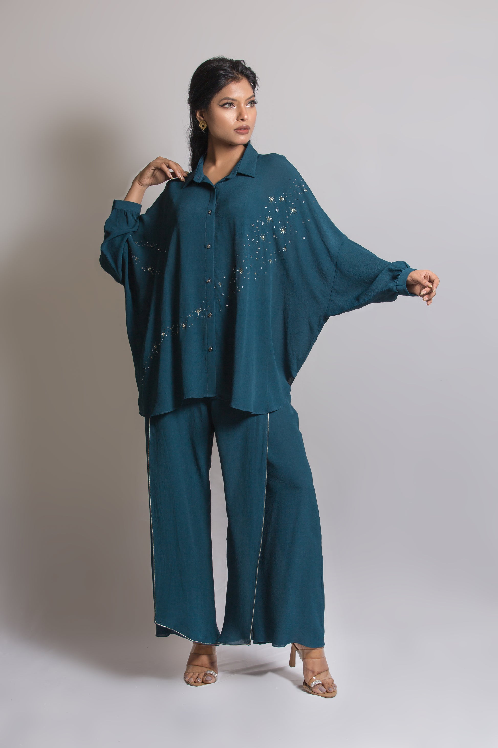 Starry Night Cord Set with Stitched Flap Pant - Arimi - House Of Design