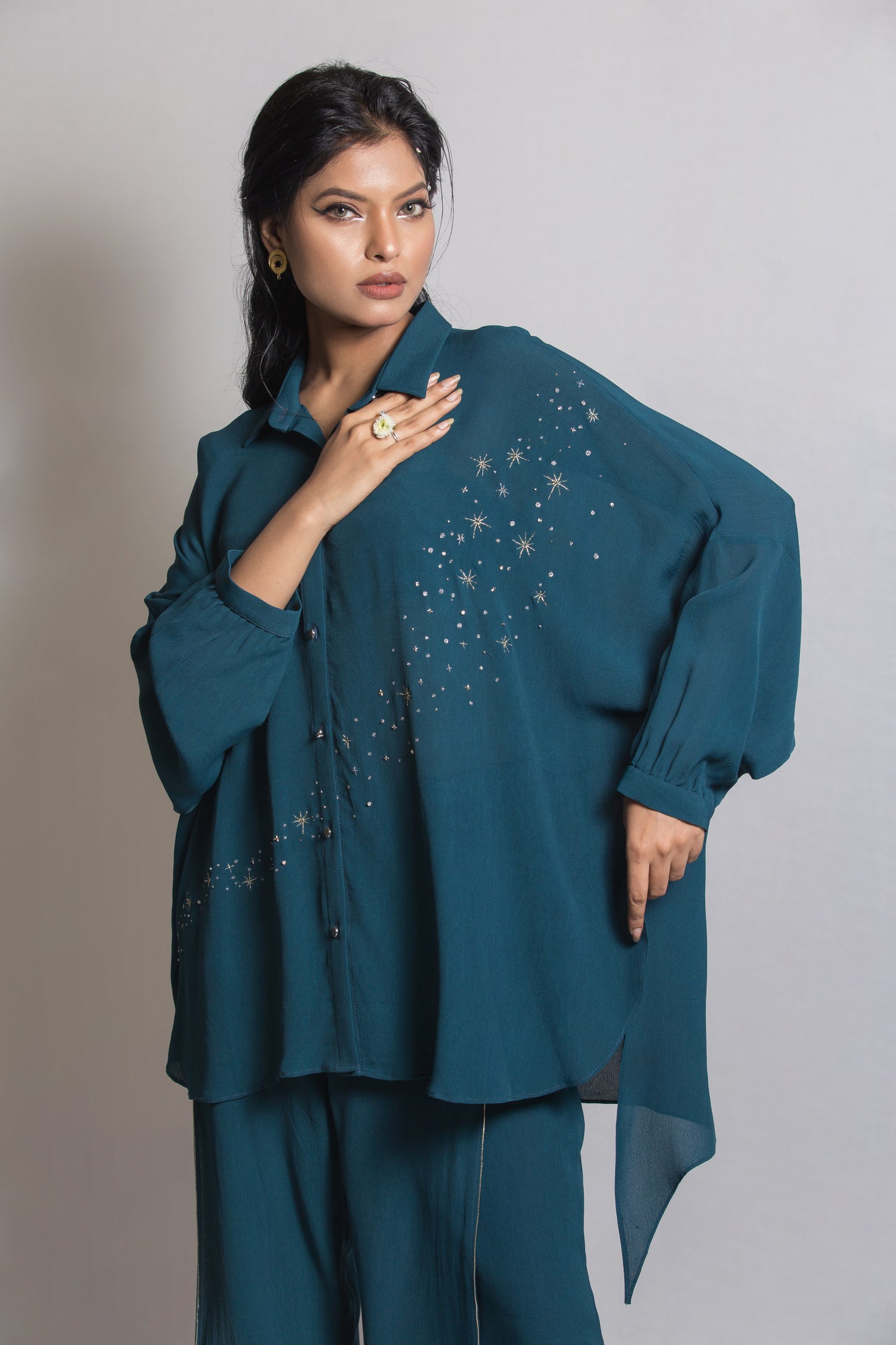 Starry Night Cord Set with Stitched Flap Pant - Arimi - House Of Design