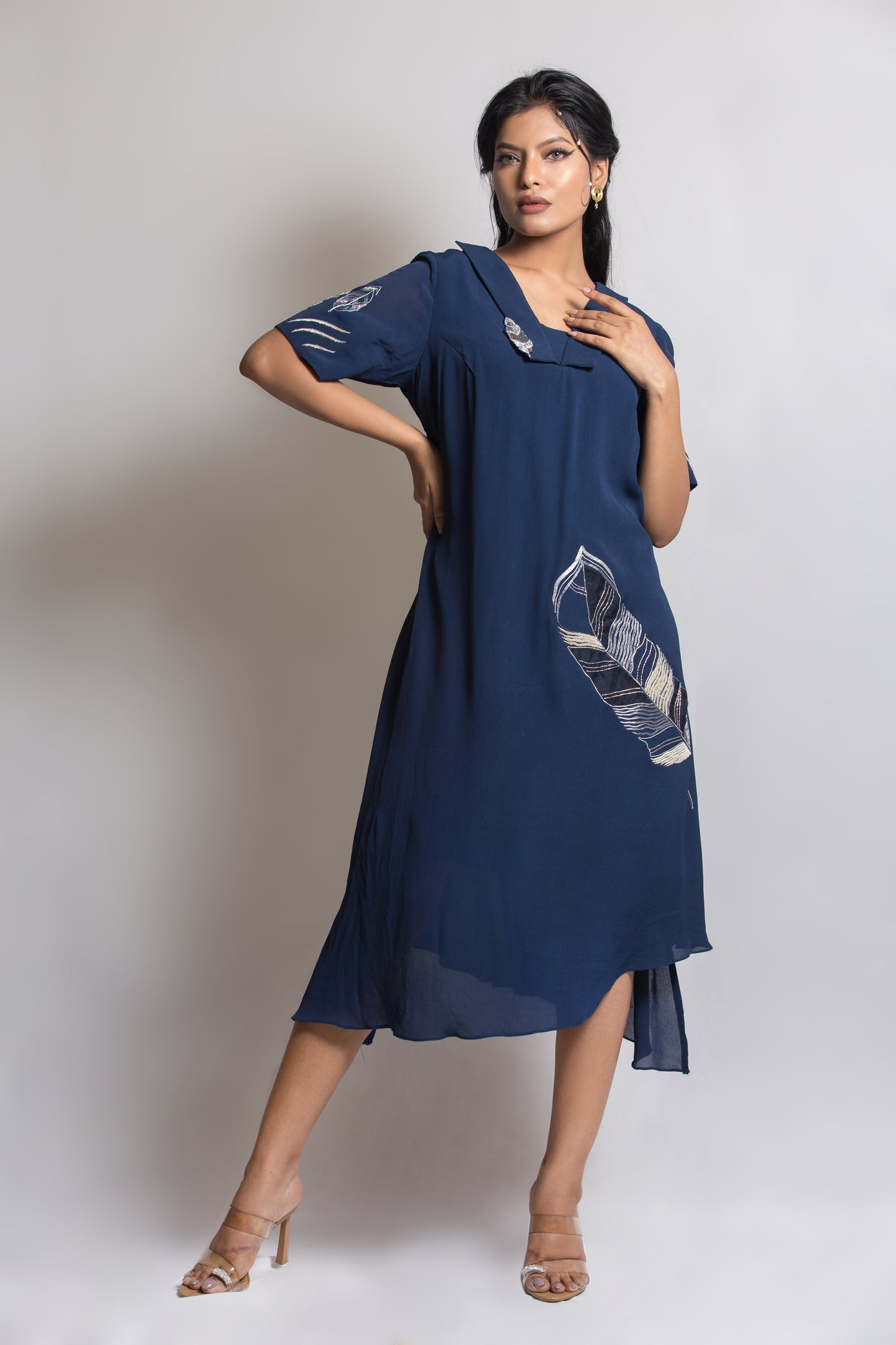 Iconic Feather Dress Blue - Arimi - House Of Design