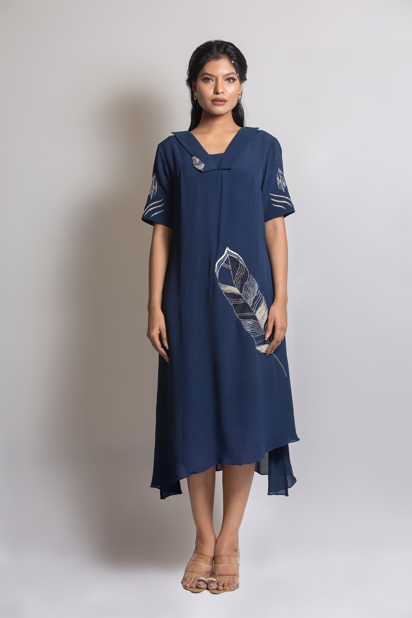 Iconic Feather Dress Blue - Arimi - House Of Design