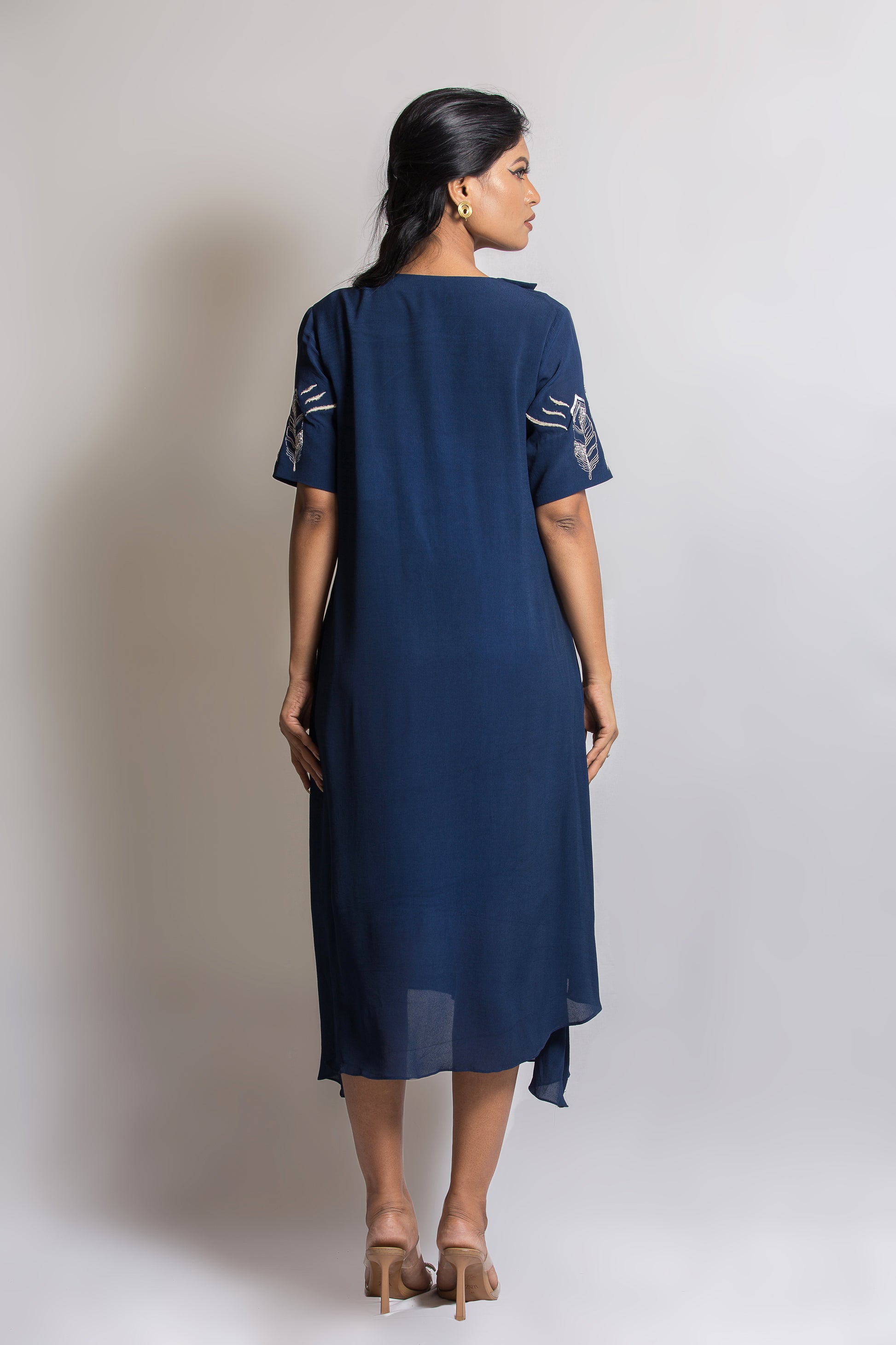 Iconic Feather Dress Blue - Arimi - House Of Design