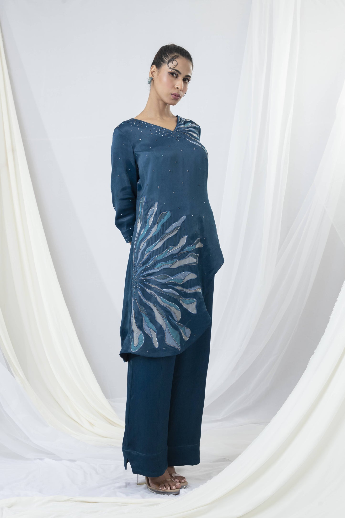 Abstract Starry Night Embroidered   Co-ord Set - Arimi - House Of Design