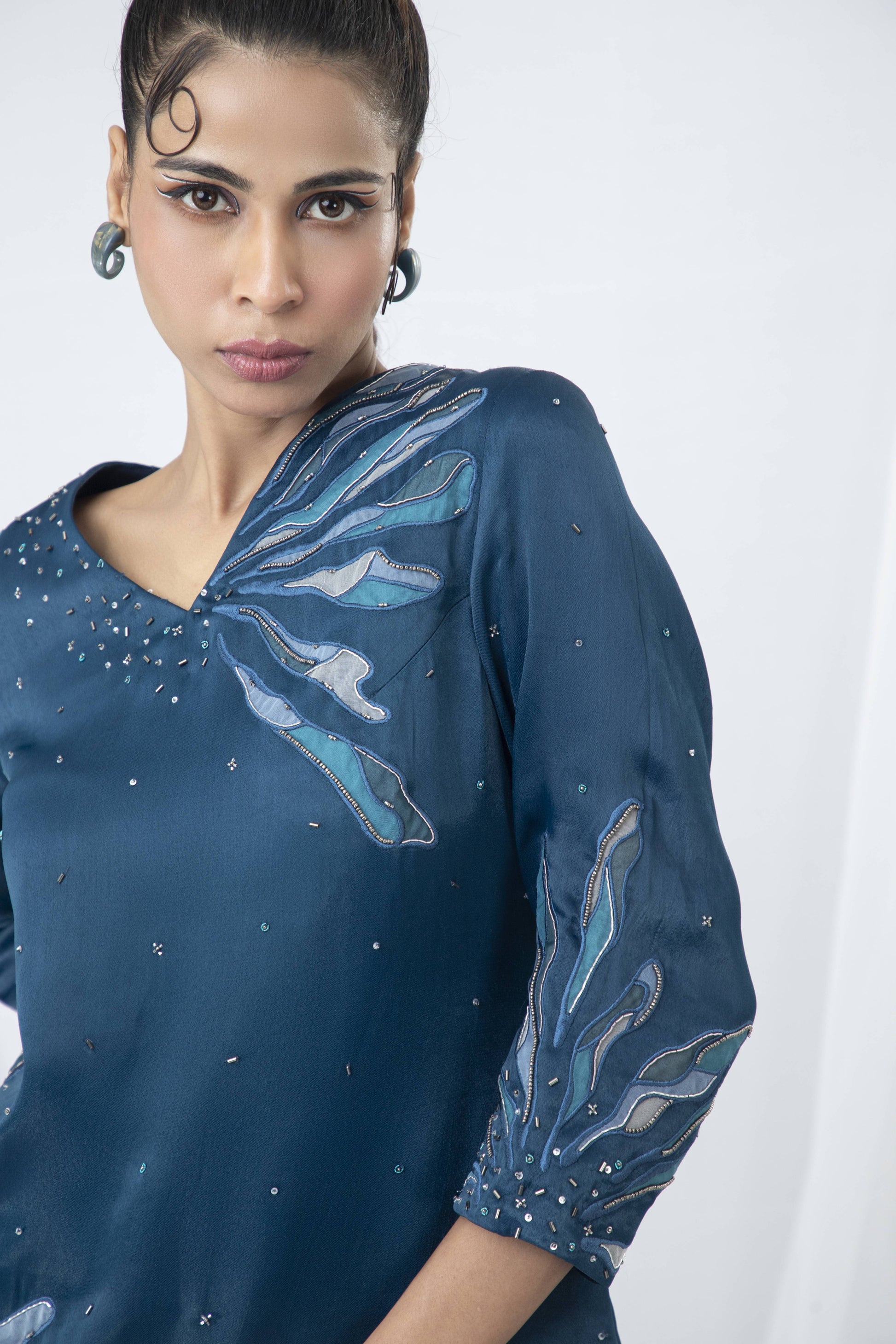 Abstract Starry Night Embroidered   Co-ord Set - Arimi - House Of Design