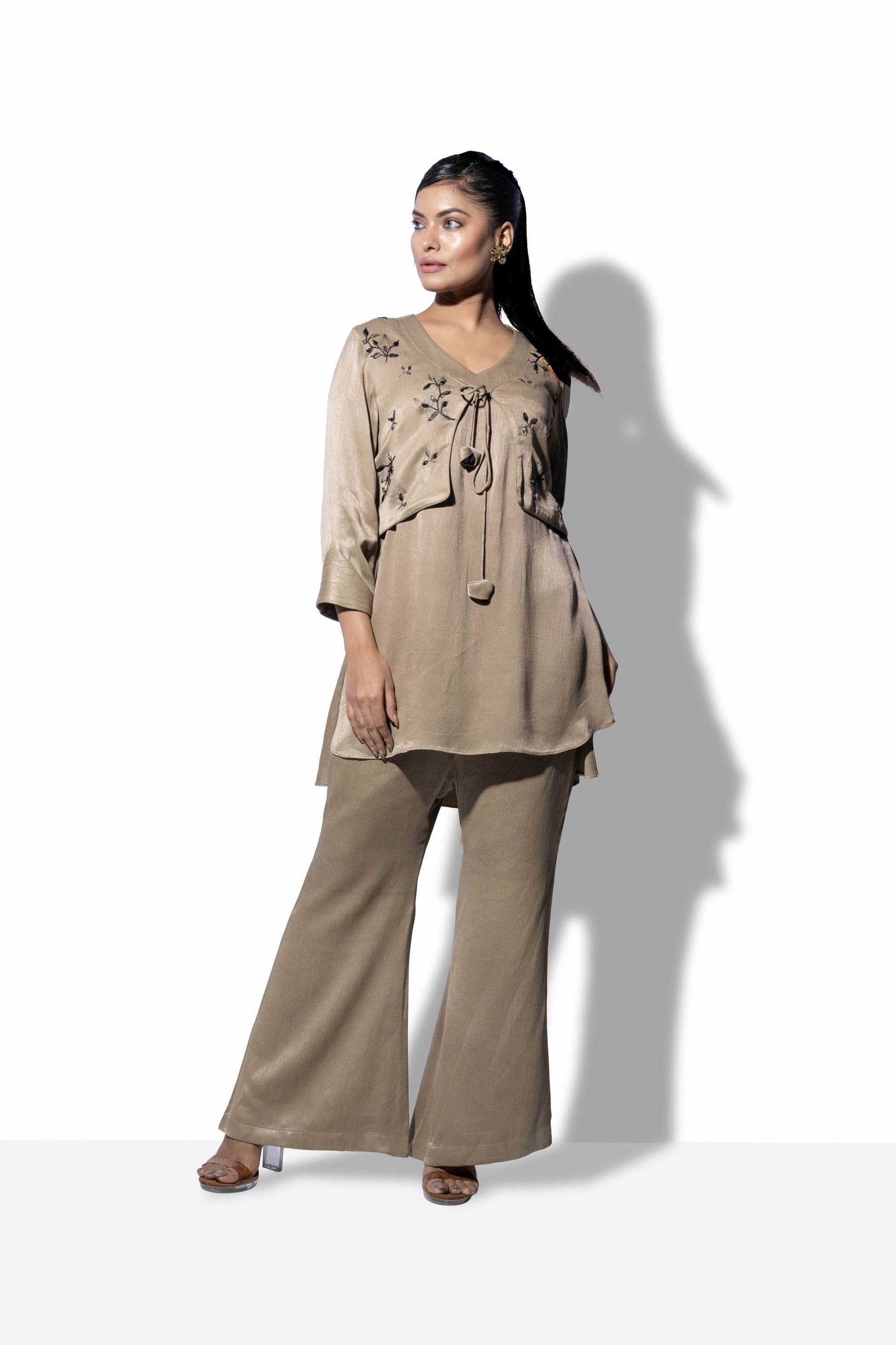Elegant Crop Jacket Ensemble CordSet - Arimi - House Of Design