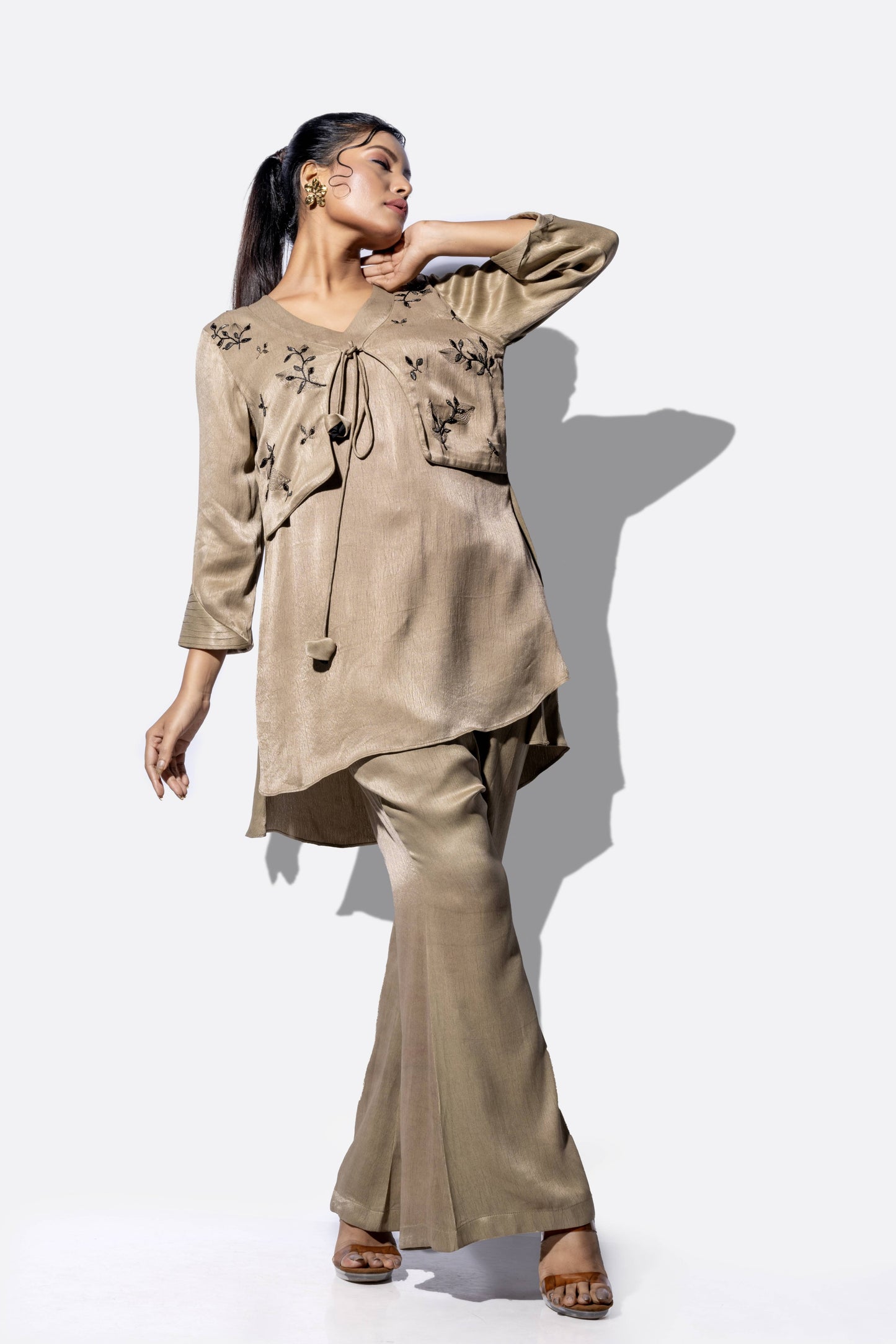 Elegant Crop Jacket Ensemble CordSet - Arimi - House Of Design