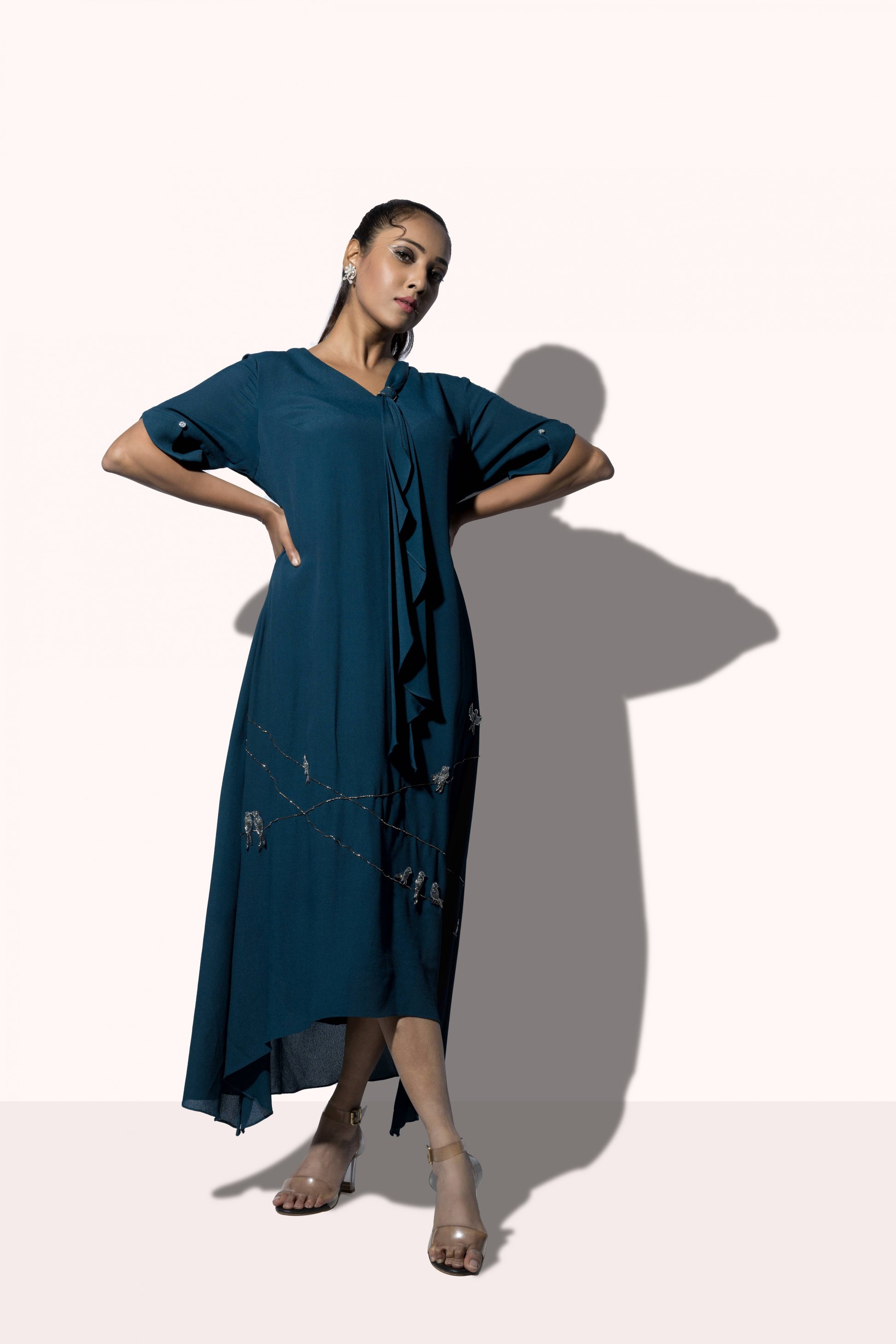 Wired Winged Embroided Dress - Arimi - House Of Design