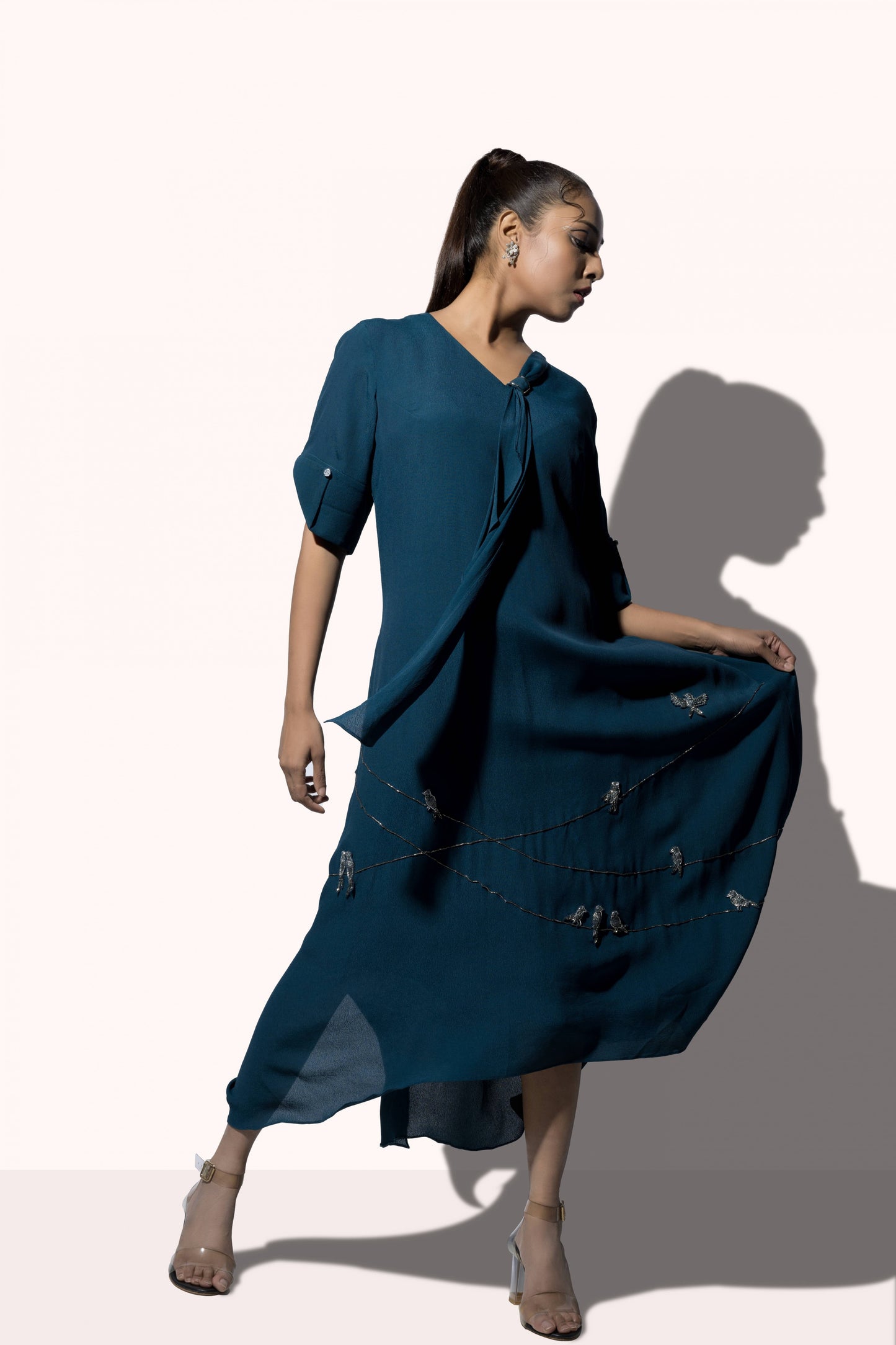 Wired Winged Embroided Dress - Arimi - House Of Design