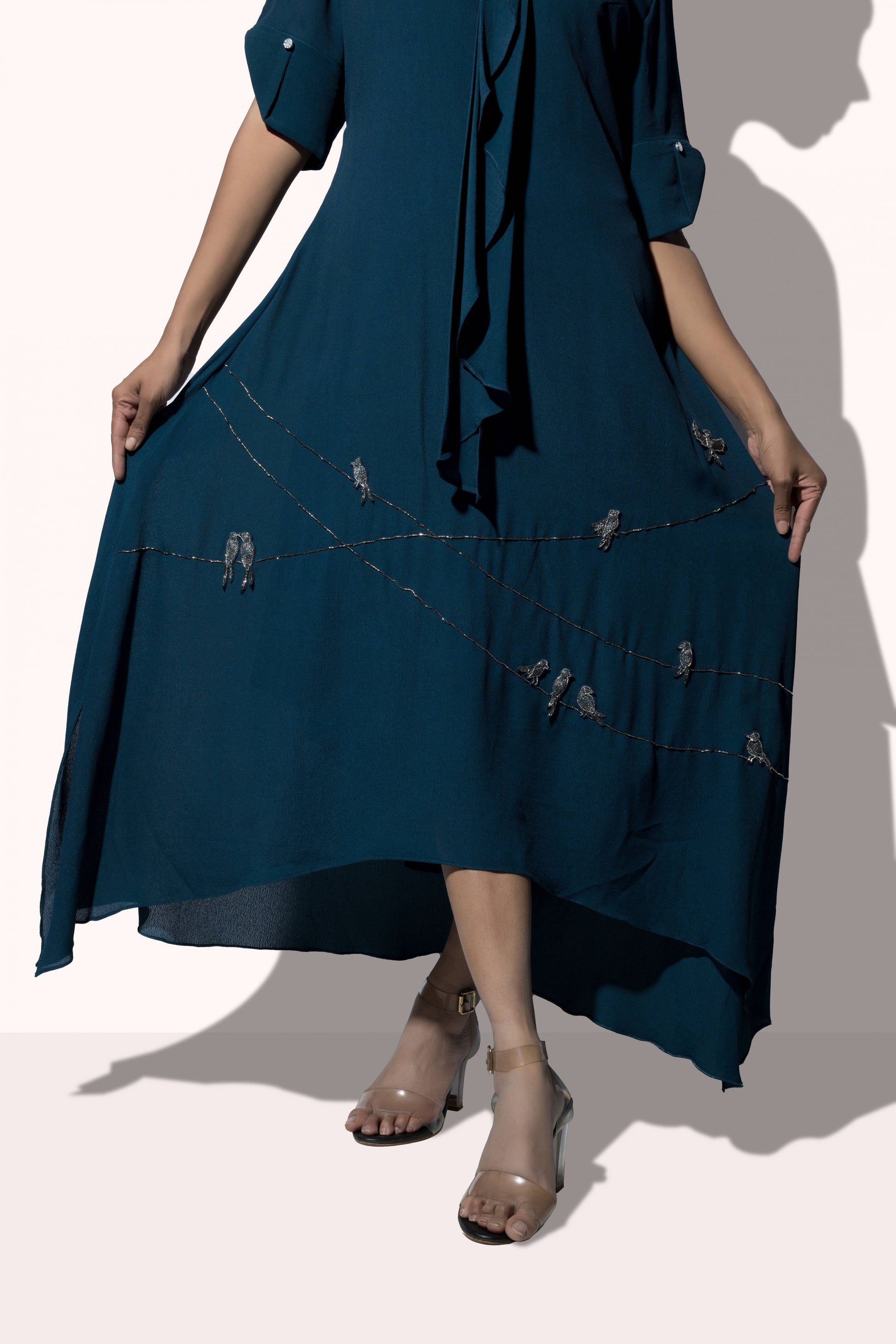 Wired Winged Embroided Dress - Arimi - House Of Design