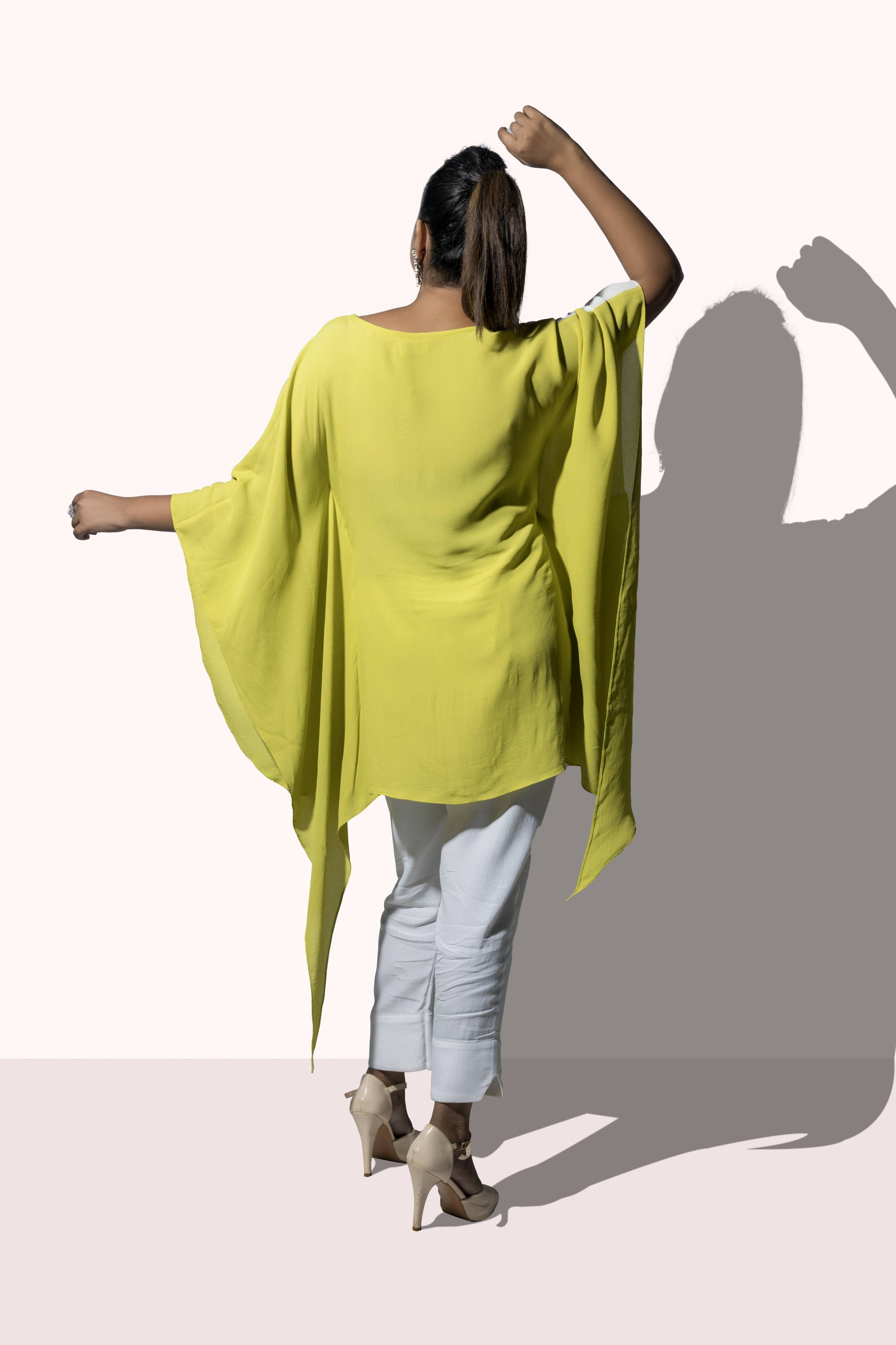 Lime and white embroided kaftan CORDSET - Arimi - House Of Design