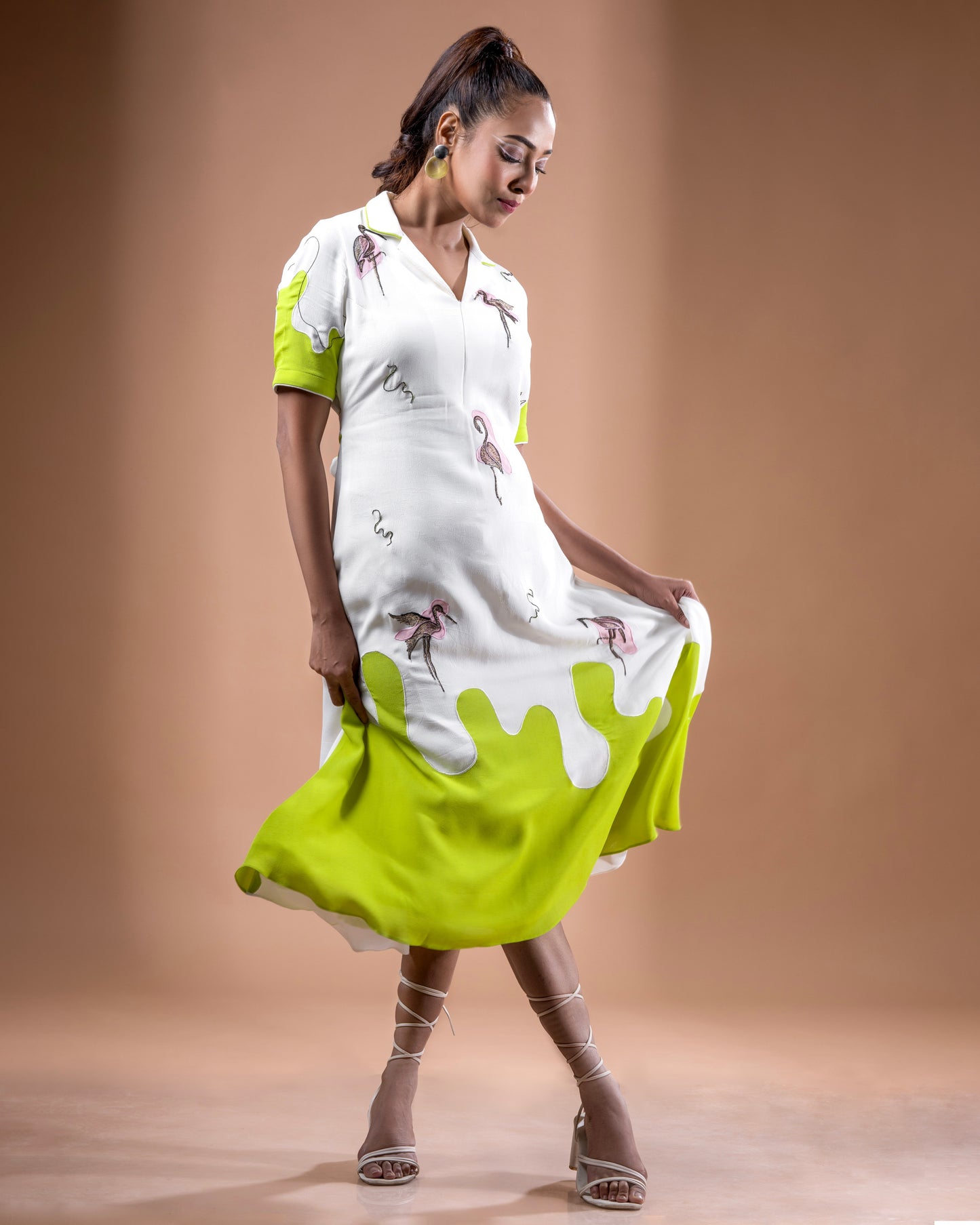 Flamingo Bi color Brunch Dress - Arimi - House Of Design