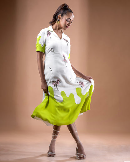 Flamingo Bi color Brunch Dress - Arimi - House Of Design