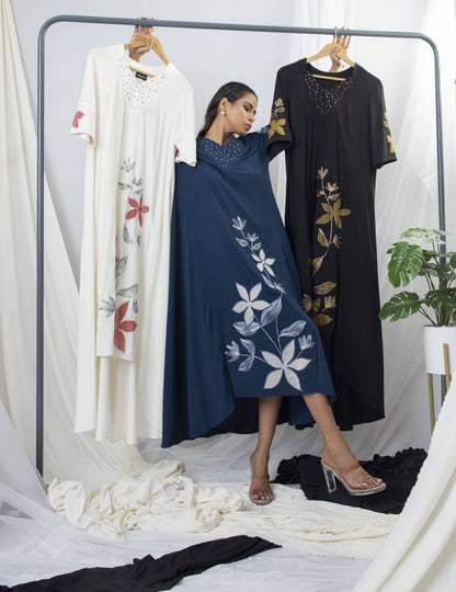Floral Embroidered Trapeze Dress - Arimi - House Of Design