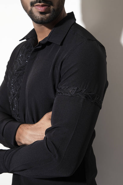 Embroidered Wide Flap Detail Shirt - Arimi - House Of Design