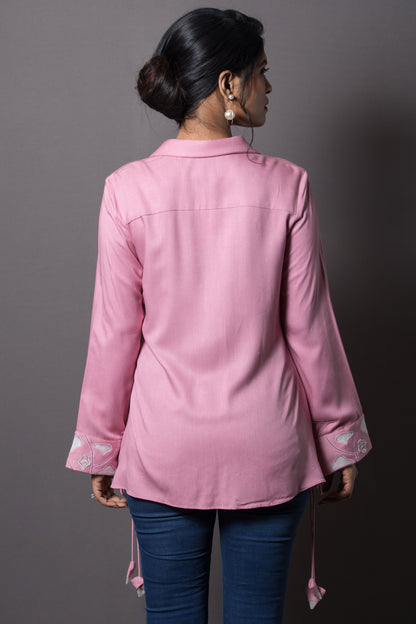 Hemline Accent Embroidered Shirt - Arimi - House Of Design