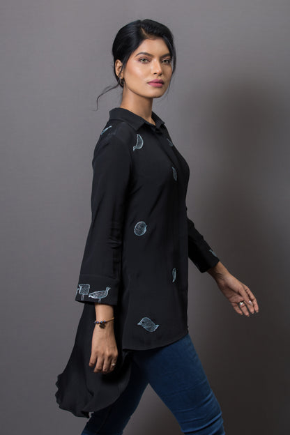 Placement Embroidery Bias Cut Top - Arimi - House Of Design
