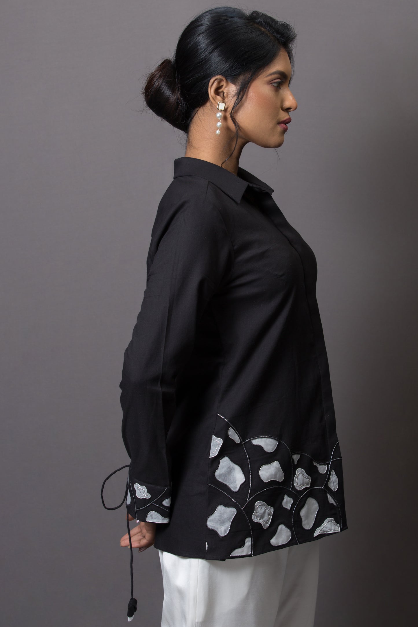 Hemline Accent Embroidered Shirt - Arimi - House Of Design