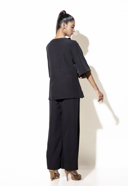 Butterfly Collar Co-ord Set with Embroidered Flare Sleeves