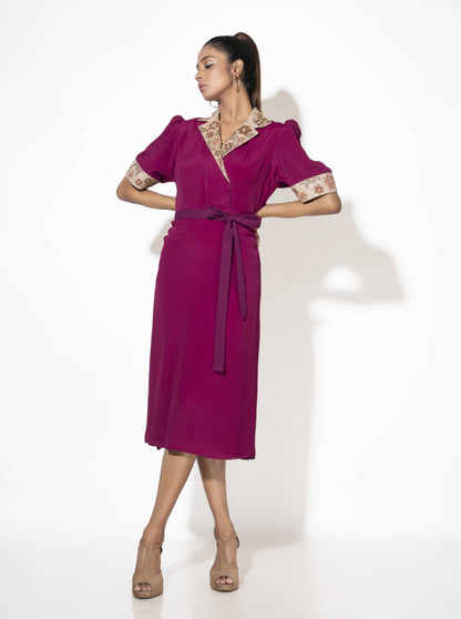 Burgundy Bakku Dress - Arimi - House Of Design