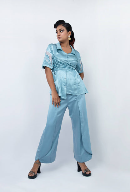 Criss cross cord  set top with layerd pant - Arimi - House Of Design