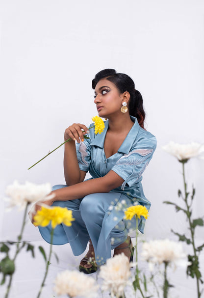 Criss cross cord  set top with layerd pant - Arimi - House Of Design