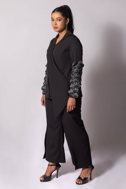 Petalwork Asymmetric Lapel Blazer Set