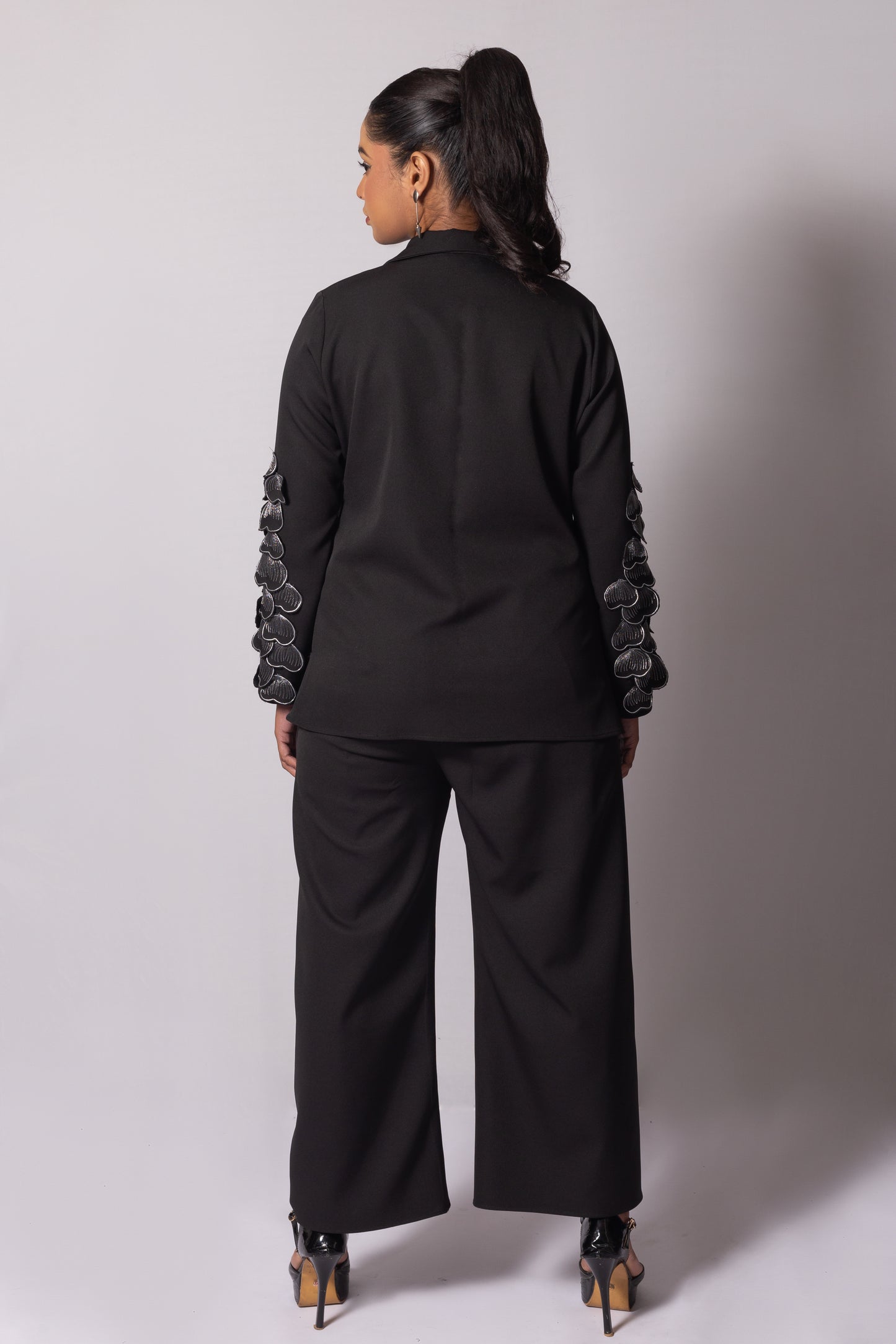 Petalwork Asymmetric Lapel Blazer Set