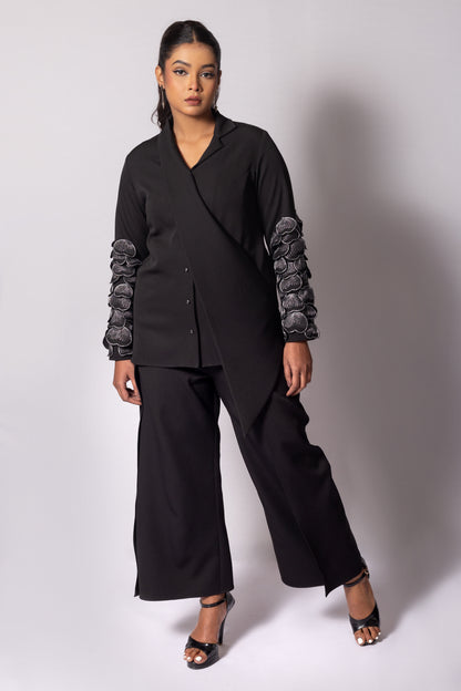Petalwork Asymmetric Lapel Blazer Set