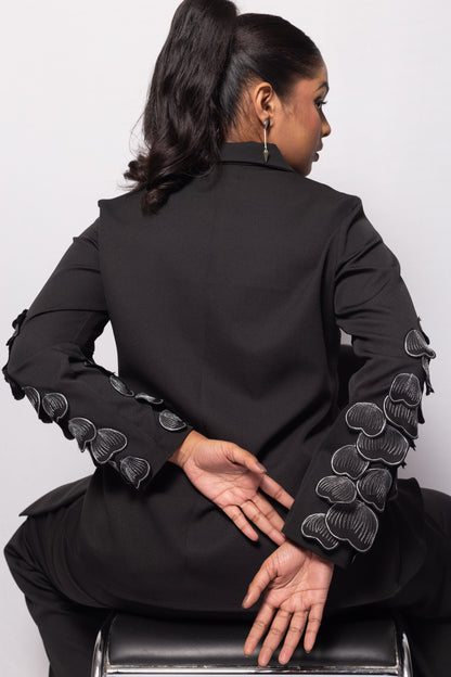 Petalwork Asymmetric Lapel Blazer Set