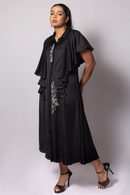 Princess Panel Dress with Cascade Sleeve Detail