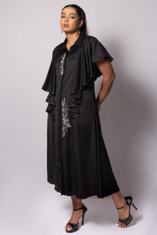Princess Panel Dress with Cascade Sleeve Detail