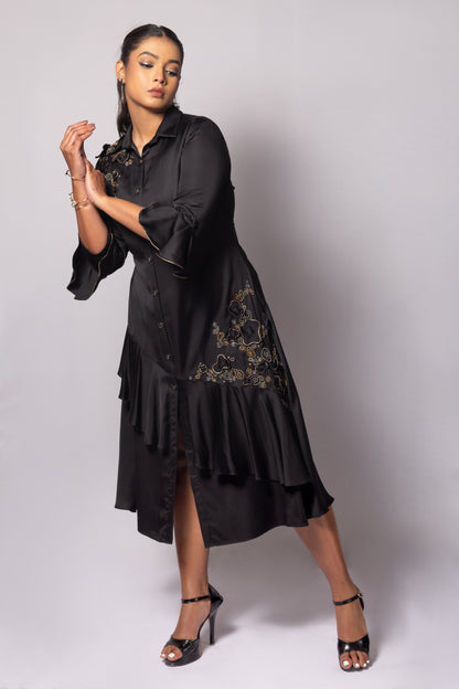 Asymmetric Frill Dress